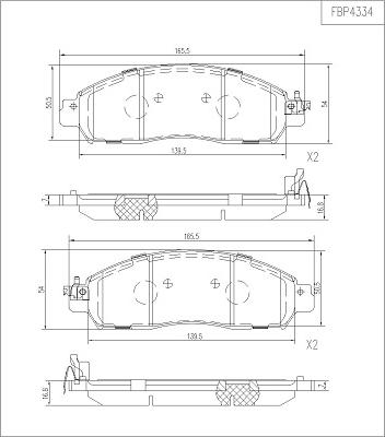 FI.BA FBP4334 - Тормозные колодки, дисковые, комплект autospares.lv