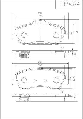 FI.BA FBP4374 - Тормозные колодки, дисковые, комплект autospares.lv