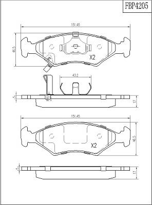 FI.BA FBP4205 - Тормозные колодки, дисковые, комплект autospares.lv