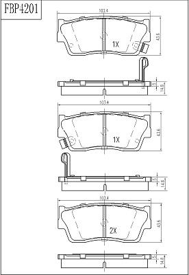 FI.BA FBP4201 - Тормозные колодки, дисковые, комплект autospares.lv