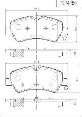 FI.BA FBP4280 - Тормозные колодки, дисковые, комплект autospares.lv