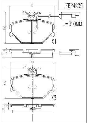 FI.BA FBP4235 - Тормозные колодки, дисковые, комплект autospares.lv