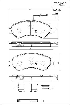 FI.BA FBP4232 - Тормозные колодки, дисковые, комплект autospares.lv