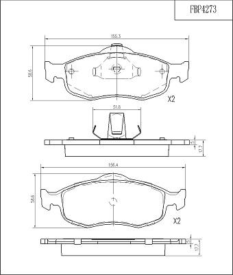 FI.BA FBP4273 - Тормозные колодки, дисковые, комплект autospares.lv