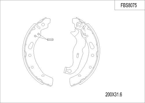 FI.BA FBS8075 - Комплект тормозных колодок, барабанные autospares.lv