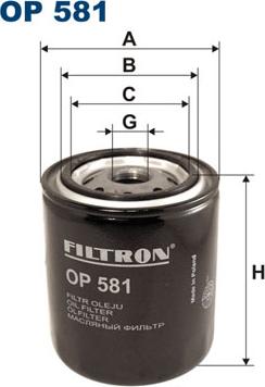 Filtron OP581 - Масляный фильтр autospares.lv