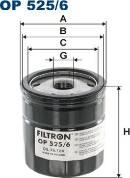 Filtron OP525/6 - Масляный фильтр autospares.lv