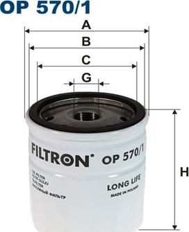 Filtron OP570/1 - Масляный фильтр autospares.lv
