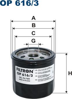 Filtron OP616/3 - Масляный фильтр autospares.lv