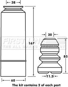 First Line FPK7023 - Пылезащитный комплект, амортизатор autospares.lv