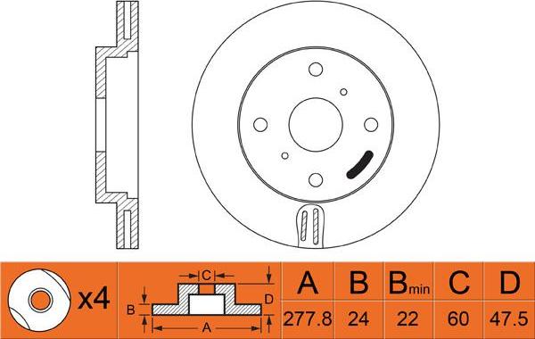 FIT FR0434V - Тормозной диск autospares.lv