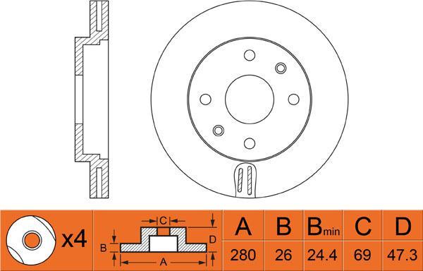 FIT FR0343V - Тормозной диск autospares.lv