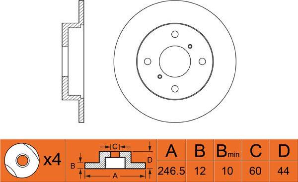 FIT FR0244 - Тормозной диск autospares.lv