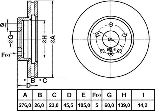 FIT FR0734V - Тормозной диск autospares.lv