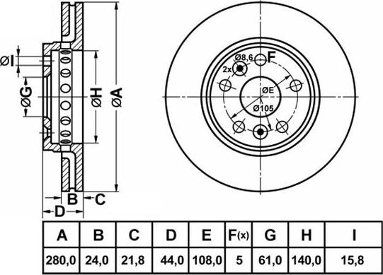 FIT FR1005V - Тормозной диск autospares.lv