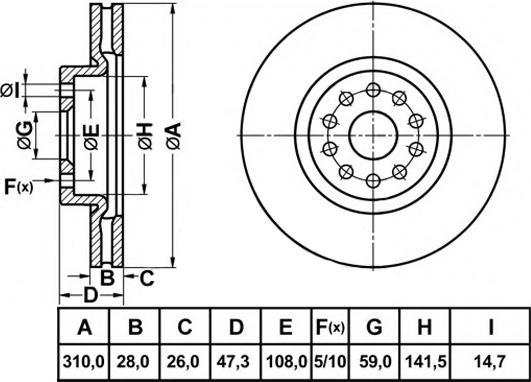 FIT FR1001V - Тормозной диск autospares.lv