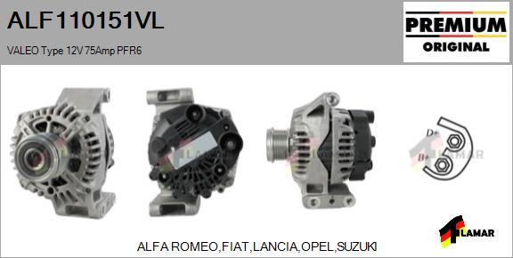 FLAMAR ALF110151VL - Генератор autospares.lv