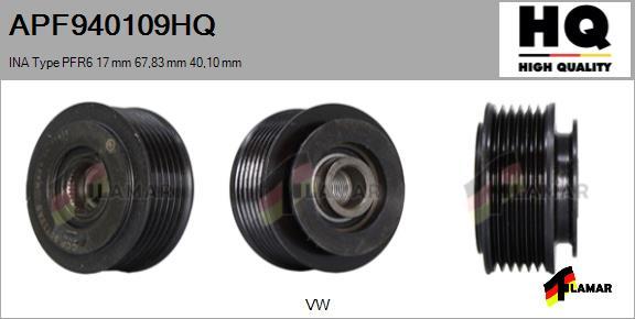 FLAMAR APF940109HQ - Шкив генератора, муфта autospares.lv