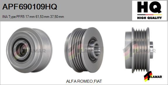 FLAMAR APF690109HQ - Шкив генератора, муфта autospares.lv