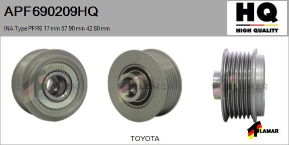 FLAMAR APF690209HQ - Шкив генератора, муфта autospares.lv