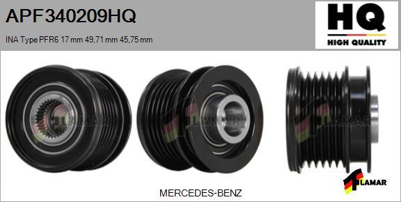 FLAMAR APF340209HQ - Шкив генератора, муфта autospares.lv