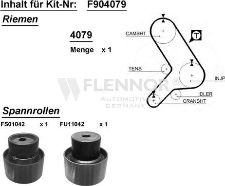 Flennor F904079 - Комплект зубчатого ремня ГРМ autospares.lv