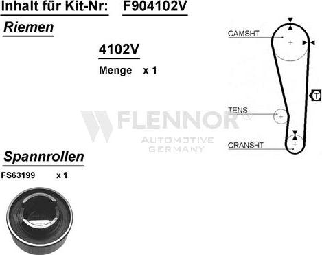 Flennor F904102V - Комплект зубчатого ремня ГРМ autospares.lv