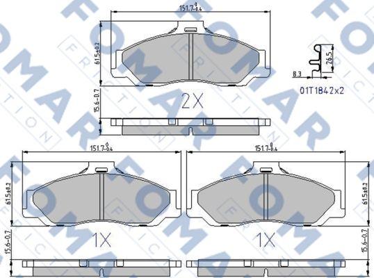 FOMAR Friction FO 994281 - Тормозные колодки, дисковые, комплект autospares.lv