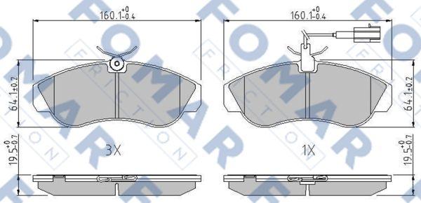 FOMAR Friction FO 909681 - Тормозные колодки, дисковые, комплект autospares.lv