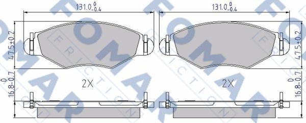 FOMAR Friction FO 906881 - Тормозные колодки, дисковые, комплект autospares.lv