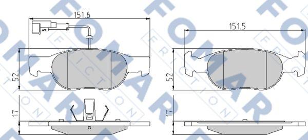 FOMAR Friction FO 901581 - Тормозные колодки, дисковые, комплект autospares.lv