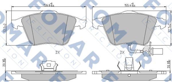 FOMAR Friction FO 912281 - Тормозные колодки, дисковые, комплект autospares.lv