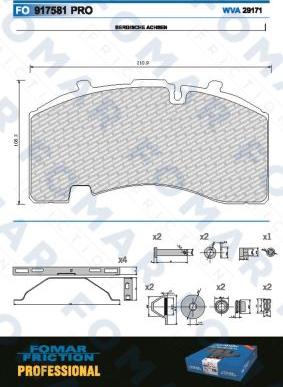 FOMAR Friction FO 917581 - Тормозные колодки, дисковые, комплект autospares.lv