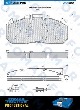 FOMAR Friction FO 917081 - Тормозные колодки, дисковые, комплект autospares.lv