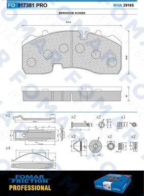 FOMAR Friction FO 917381 - Тормозные колодки, дисковые, комплект autospares.lv