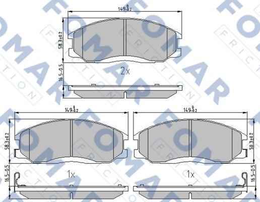 FOMAR Friction FO 934581 - Тормозные колодки, дисковые, комплект autospares.lv