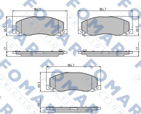 FOMAR Friction FO 936281 - Тормозные колодки, дисковые, комплект autospares.lv