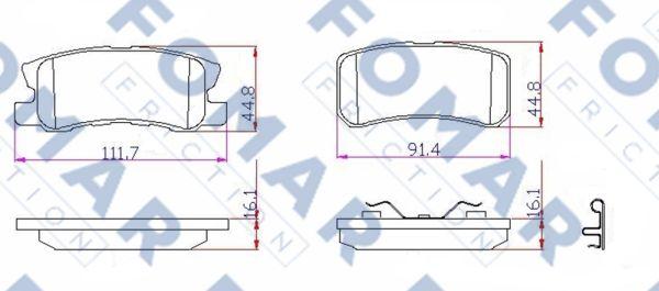 FOMAR Friction FO 931681 - Тормозные колодки, дисковые, комплект autospares.lv