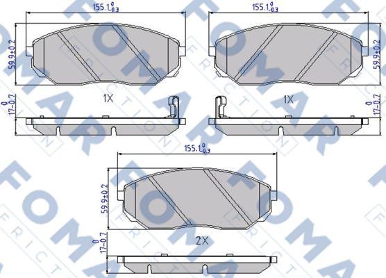 FOMAR Friction FO 931881 - Тормозные колодки, дисковые, комплект autospares.lv