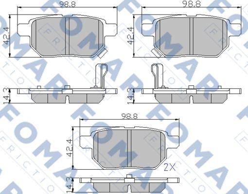 FOMAR Friction FO 933481 - Тормозные колодки, дисковые, комплект autospares.lv