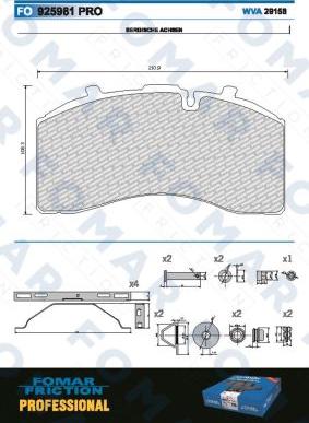 FOMAR Friction FO 925981 - Тормозные колодки, дисковые, комплект autospares.lv