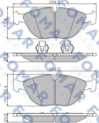 FOMAR Friction FO 922281 - Тормозные колодки, дисковые, комплект autospares.lv