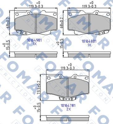 FOMAR Friction FO 464781 - Тормозные колодки, дисковые, комплект autospares.lv