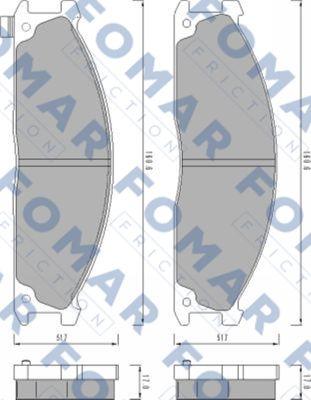 FOMAR Friction FO 460781 - Тормозные колодки, дисковые, комплект autospares.lv