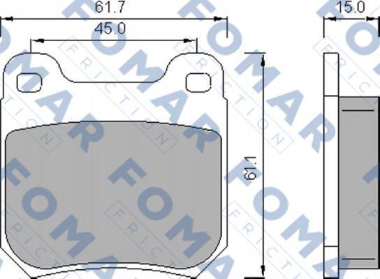 FOMAR Friction FO 468781 - Тормозные колодки, дисковые, комплект autospares.lv