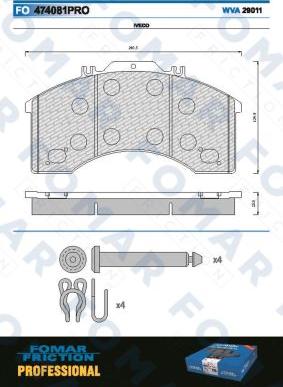 FOMAR Friction FO 474081 - Тормозные колодки, дисковые, комплект autospares.lv