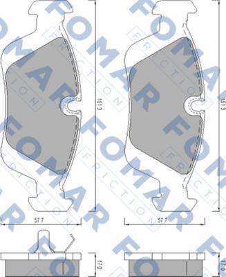 FOMAR Friction FO 472081 - Тормозные колодки, дисковые, комплект autospares.lv