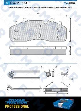 FOMAR Friction FO 654281 - Тормозные колодки, дисковые, комплект autospares.lv