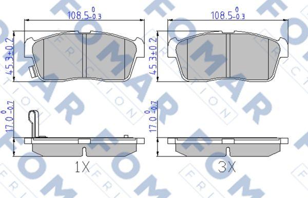 FOMAR Friction FO 603681 - Тормозные колодки, дисковые, комплект autospares.lv