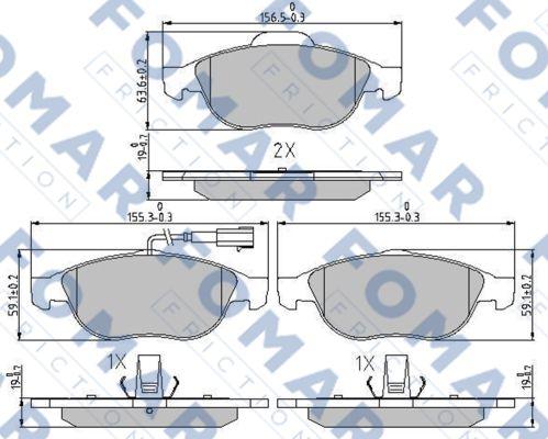 FOMAR Friction FO 688681 - Тормозные колодки, дисковые, комплект autospares.lv